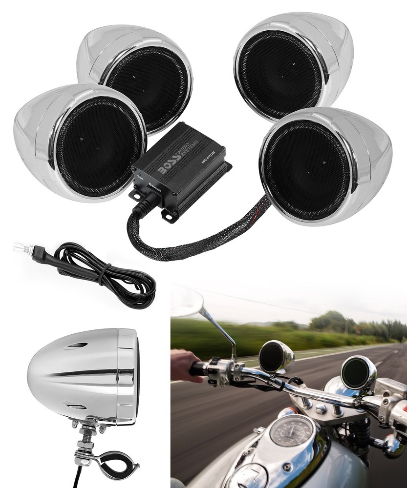 BOSS AUDIO MC470 Handlebar Speaker System - Chrome - Chrome