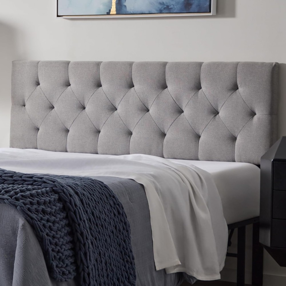 Upholstered Headboard Mid-Rise Diamond Tufted Full Wall Mount Soft Fabric