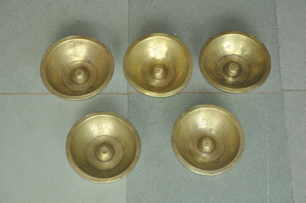 5 Pc Vintage Brass Solid Fine Quality Handcrafted Round Bowls