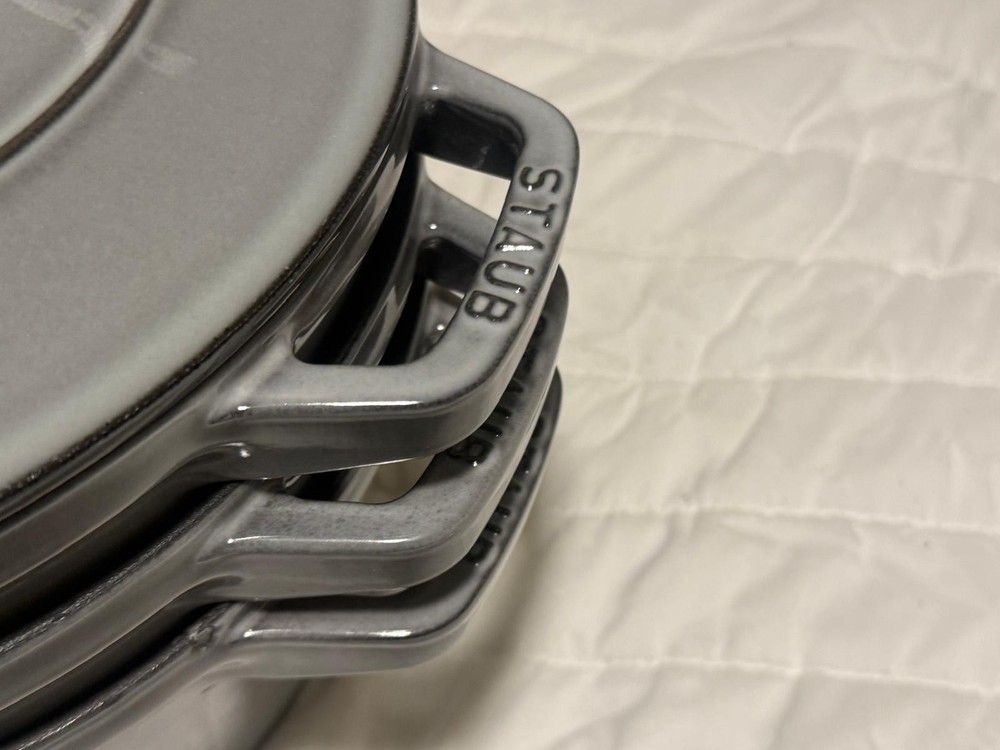 Staub Cast Iron 4-pc Stackable Set, Graphite Grey