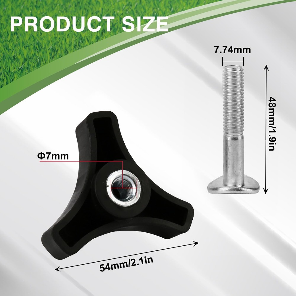 2 Sets Lawn Mower Handle Knobs Nut Bolt, Triangular 2 Set, Black