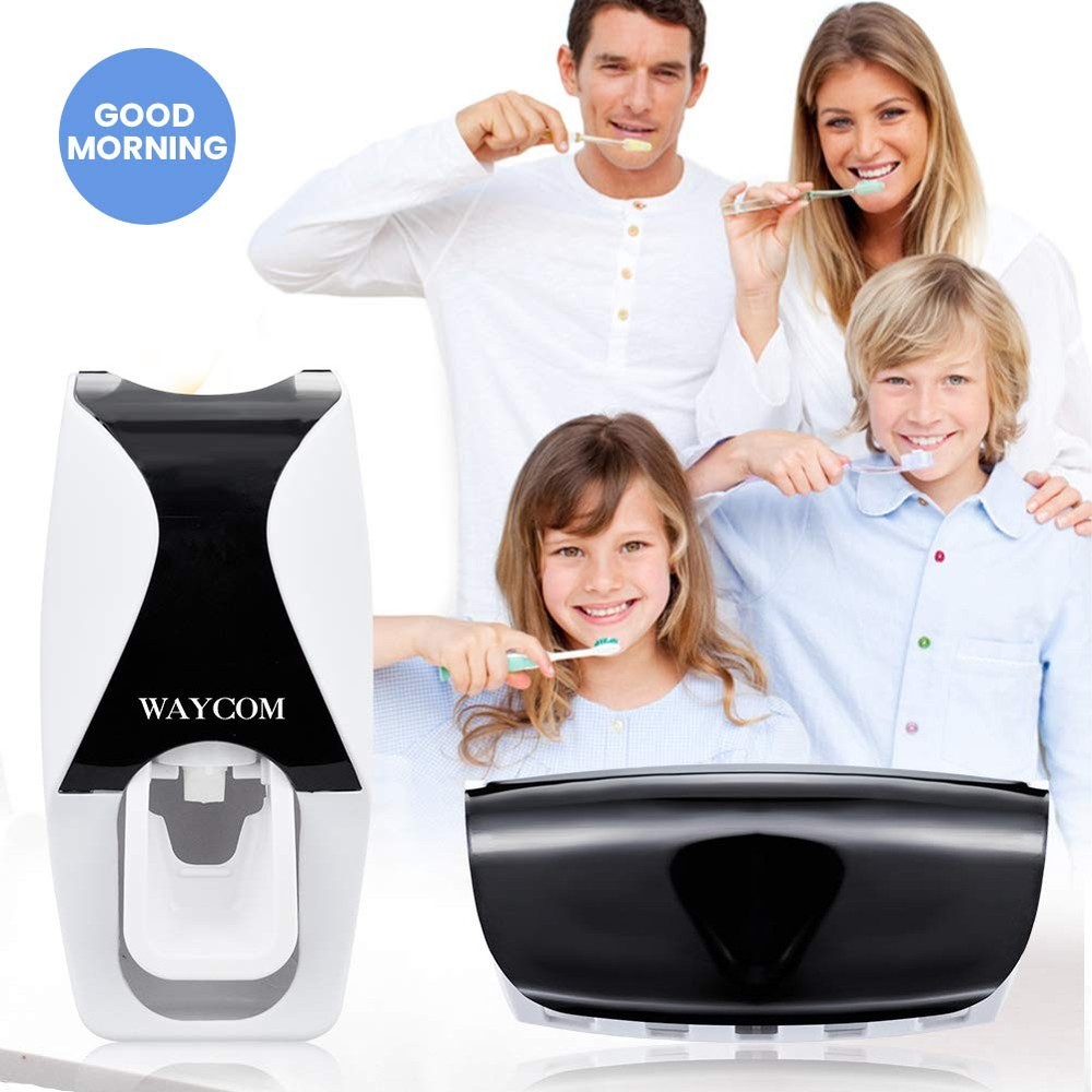 WAYCOM Dust-Proof Toothpaste Dispenser Squeezer Kit (Black) Black