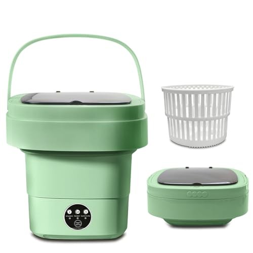 Folding Washer With Drain Pipe & Spin Basket 3 Cleaning Modes Blue Light