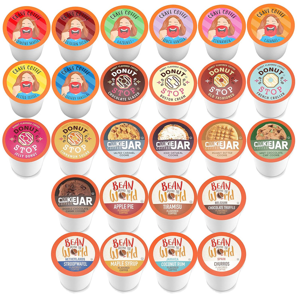 Flavored Sampler, Assorted, Compatible with 2.0 K-Cup Brewers, Variety Pack, 52