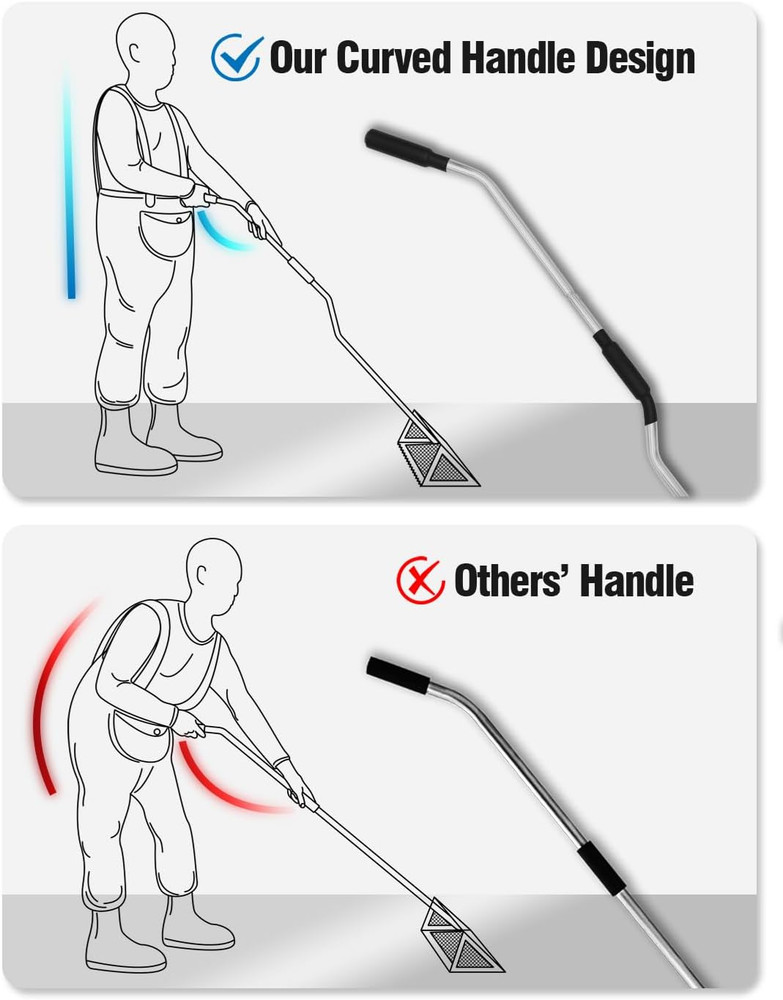Sand Flea Rake,16-Inches Wide Basket, 52” Long Strong Assembly Handle, Sharp Tee