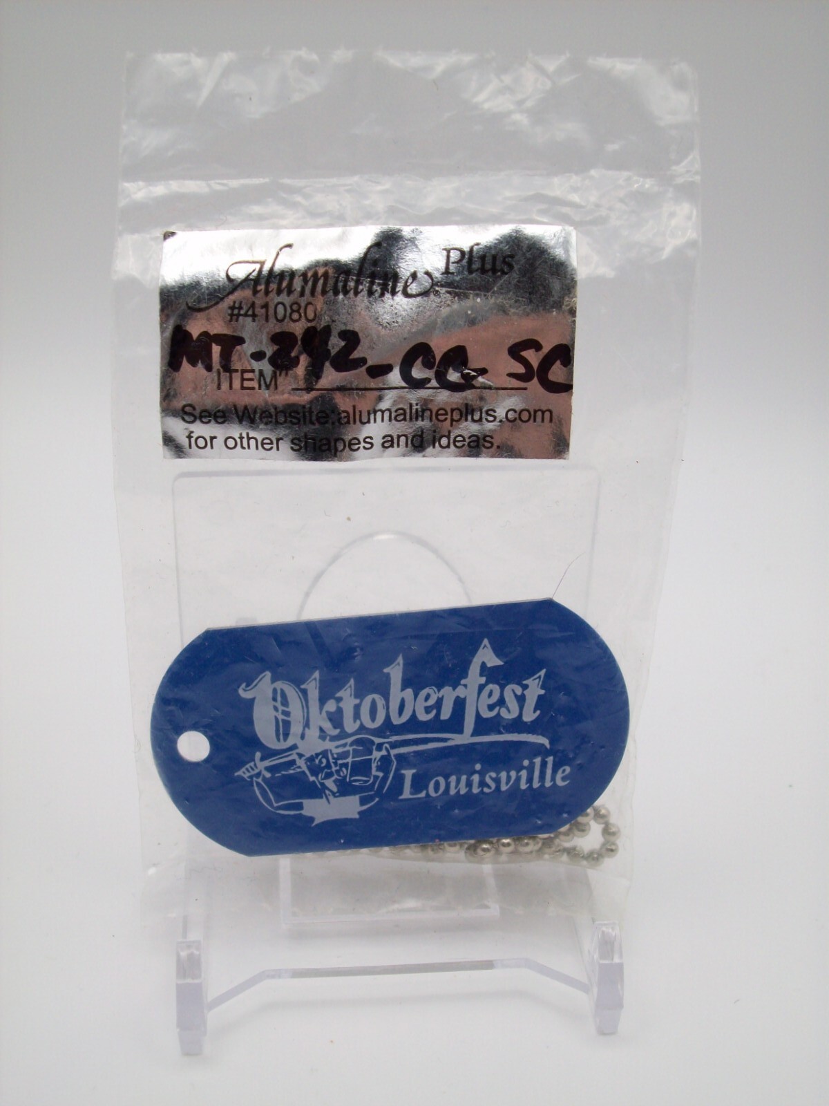 Louisville Oktoberfest Dog Tag with Chain NEW in Package Blue