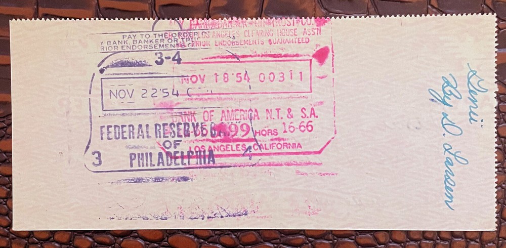 Jack Chanin Signed Check