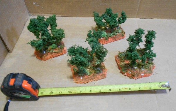 4 Forest Terrain Modules for Wargames, HO Scale Model Train Layout, Scenery