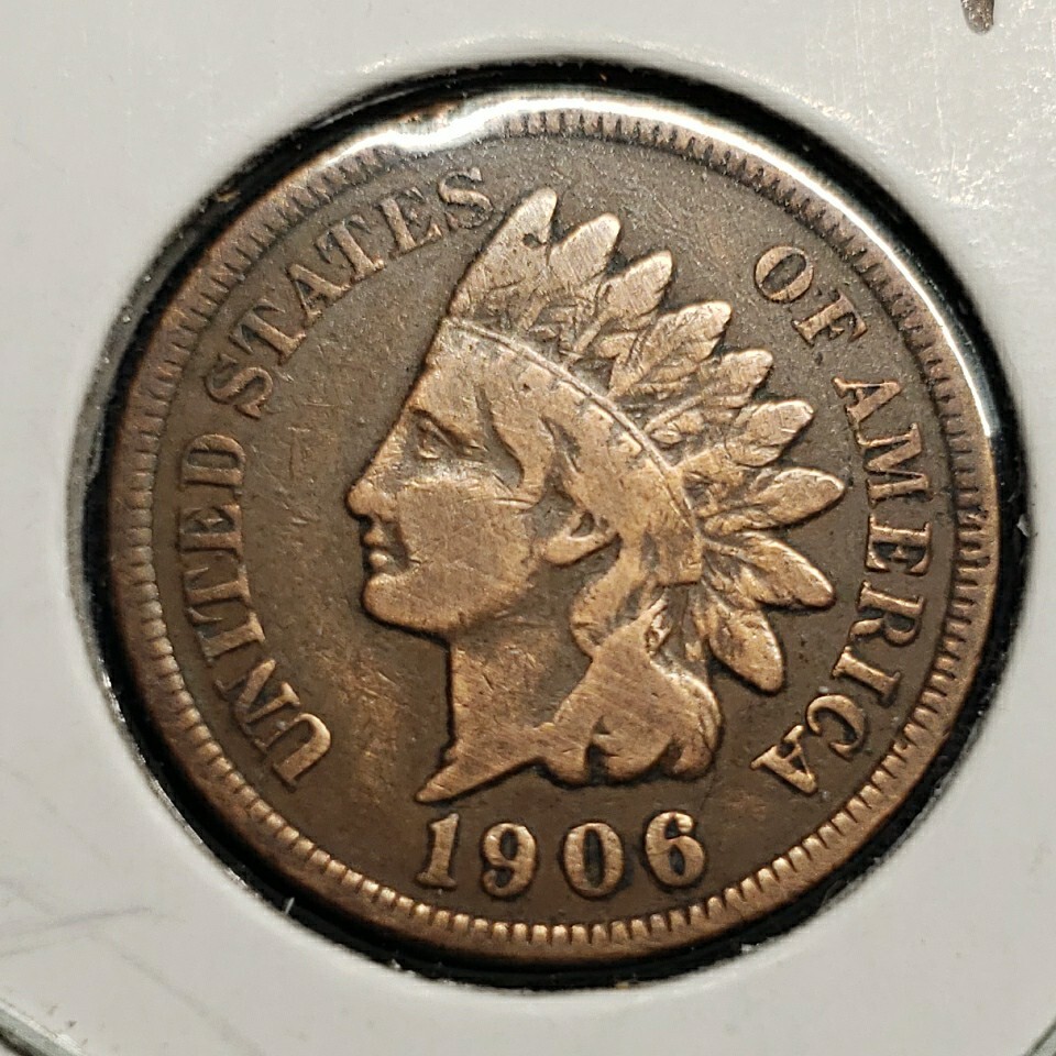1906 Bright Indian Head Cent Partial Liberty Visible