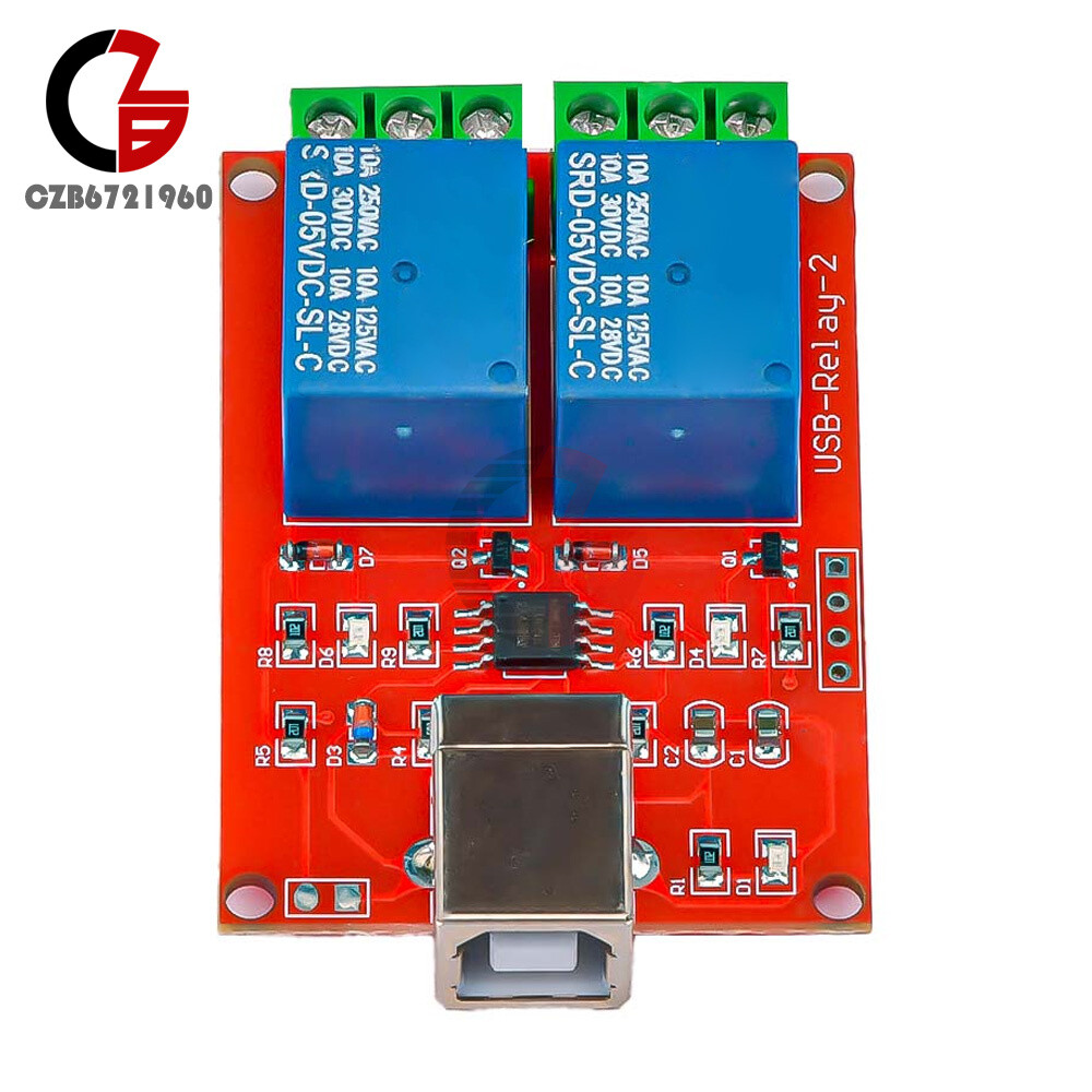 2 Channel USB Relay Module DC 5V Programmable Computer Control For Smart Home