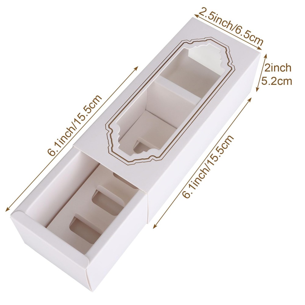 50 Pack White Macarons Packaging Boxes Clear Window For 56 Muffin Cookie