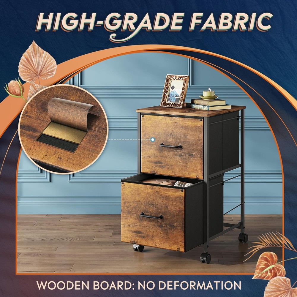 Lightweight Rolling File Cabinet with 2 Drawers - Perfect Home Office Solution