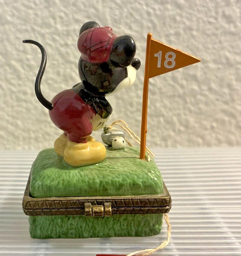 Disney Mickey Mouse Hinge Trinket Box Golfer Midwest Cannon Falls Ceramic