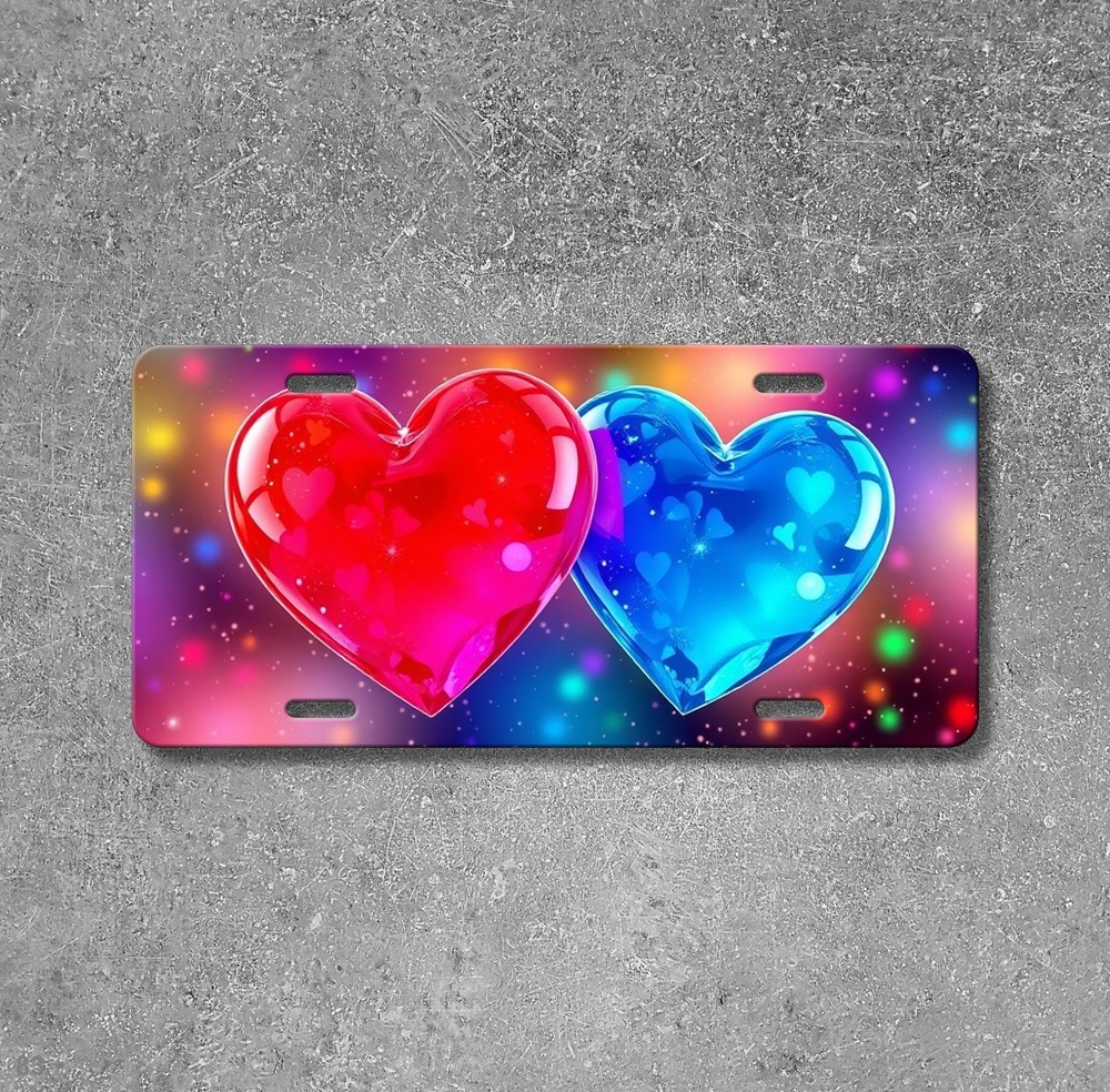Stylish Hearts License Plate Customizable Front Plate Anniversary Gift