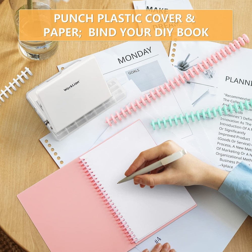 Versatile 10-Hole Punch Binding Machine with Multi-Color Loose Leaf Rings