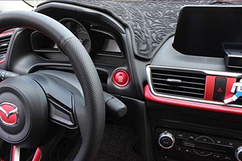 MAXDOOL 2pc Set Red Aluminum Keyless Engine Push Start Button & Surrounding