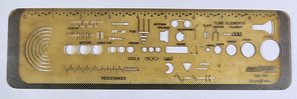 RapiDesign No. 128 Electro Symbols Stencils Engineering Drawing Template