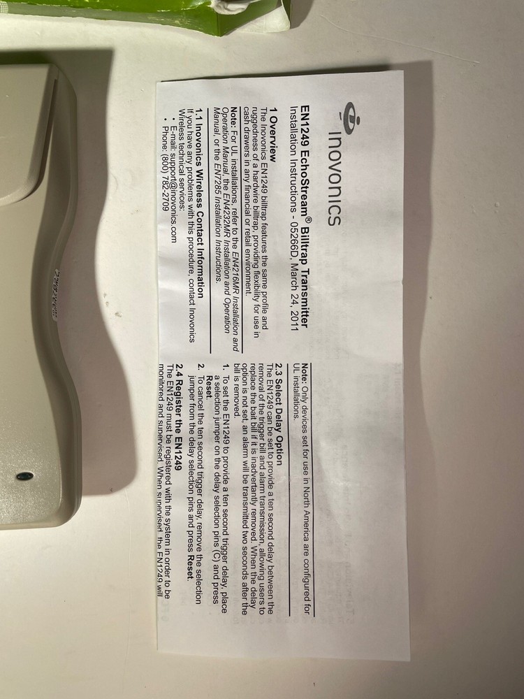 Inovonics EN1249 Billtrap Transmitter