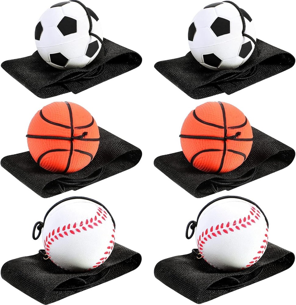 Durable 2.48 Inch Wrist Return Balls for Kids - 6 Pack Fun Exercise Balls