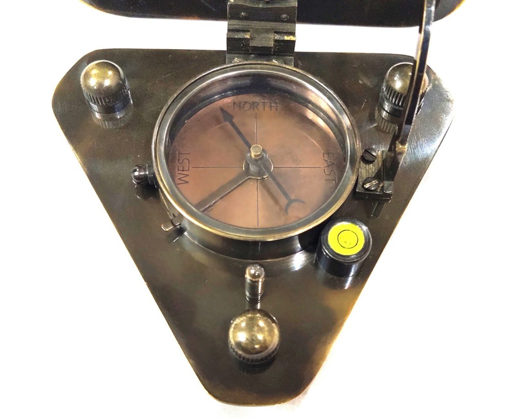 Brass Sundial compass Trangular compass - sundial transit compass