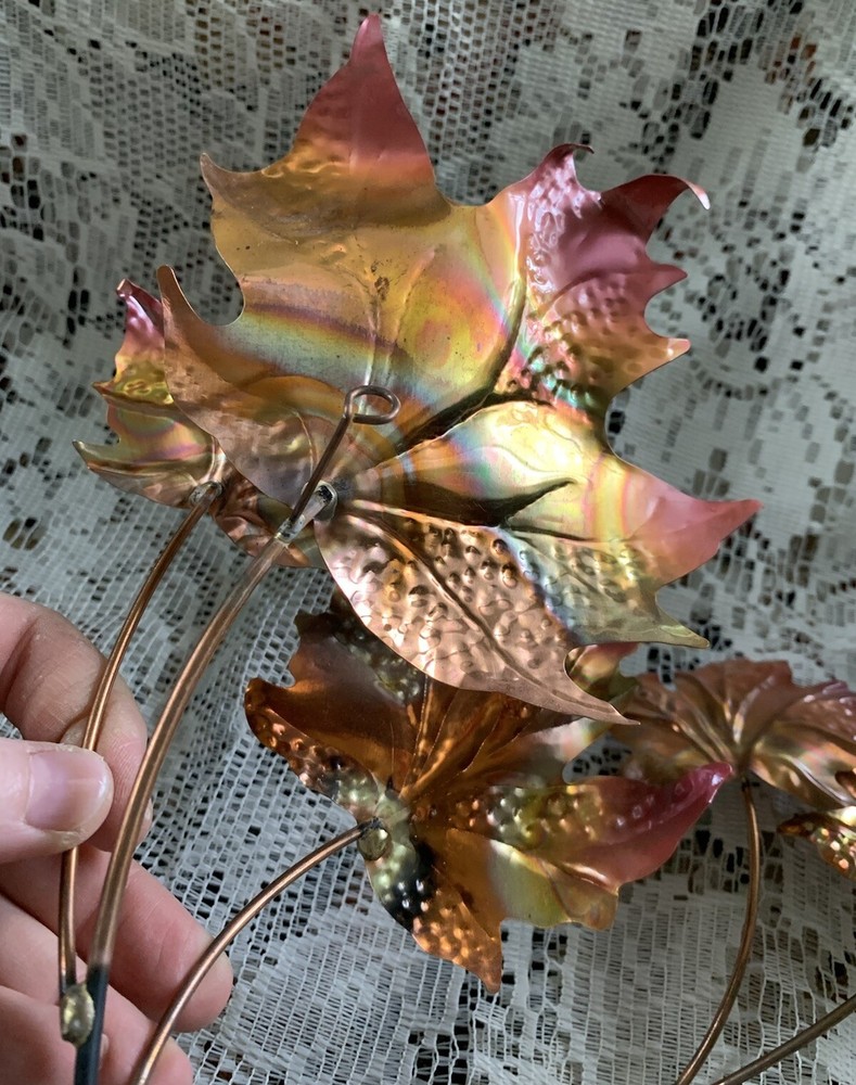 Vintage Home Interiors Copper Leaf Wall Decor, 6-9”, 2 PCs