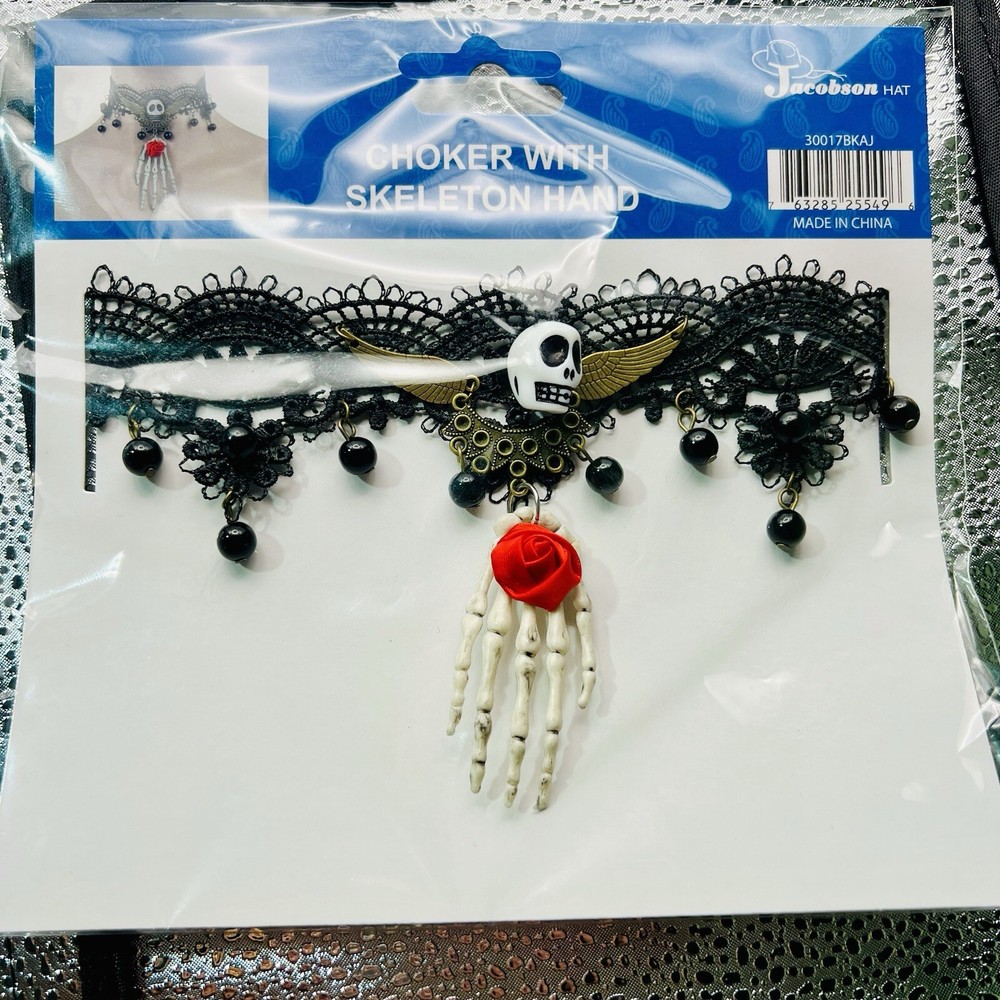 Witch Choker - Lace - Skull - Hand - Costume Accessory