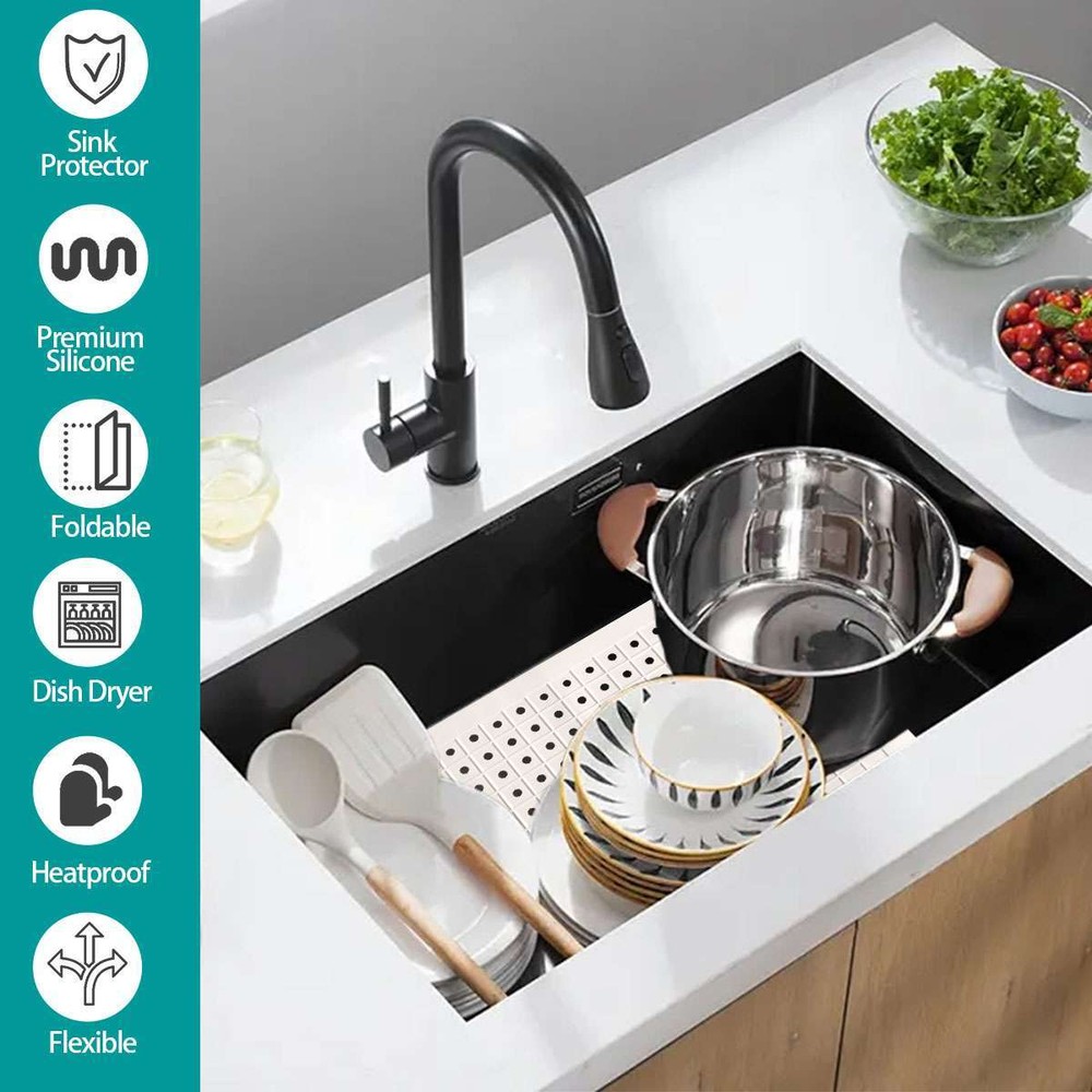 2X Kitchen Sink Mats Rubber Drain Pad Protector Gird Non-Slip Durable 10" x 12"