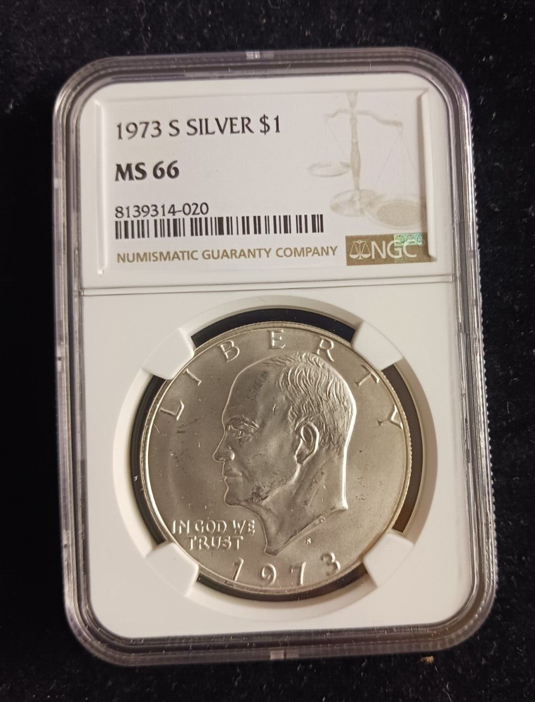 1973(S) Silver $1 NGC MS 66 Ike Dollar Coin