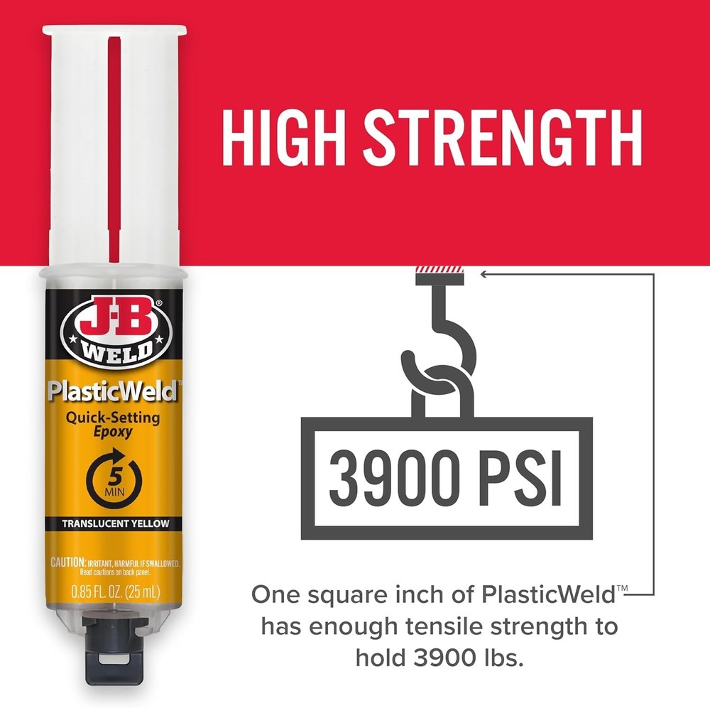 50132 Plasticweld Quick-Setting Epoxy Syringe - Translucent Yellow - 25 Ml