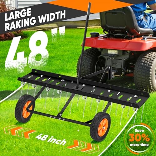 48-Inch Tow Behind Dethatcher, Pull Behind Lawn Dethatcher with 20 AGLD0003