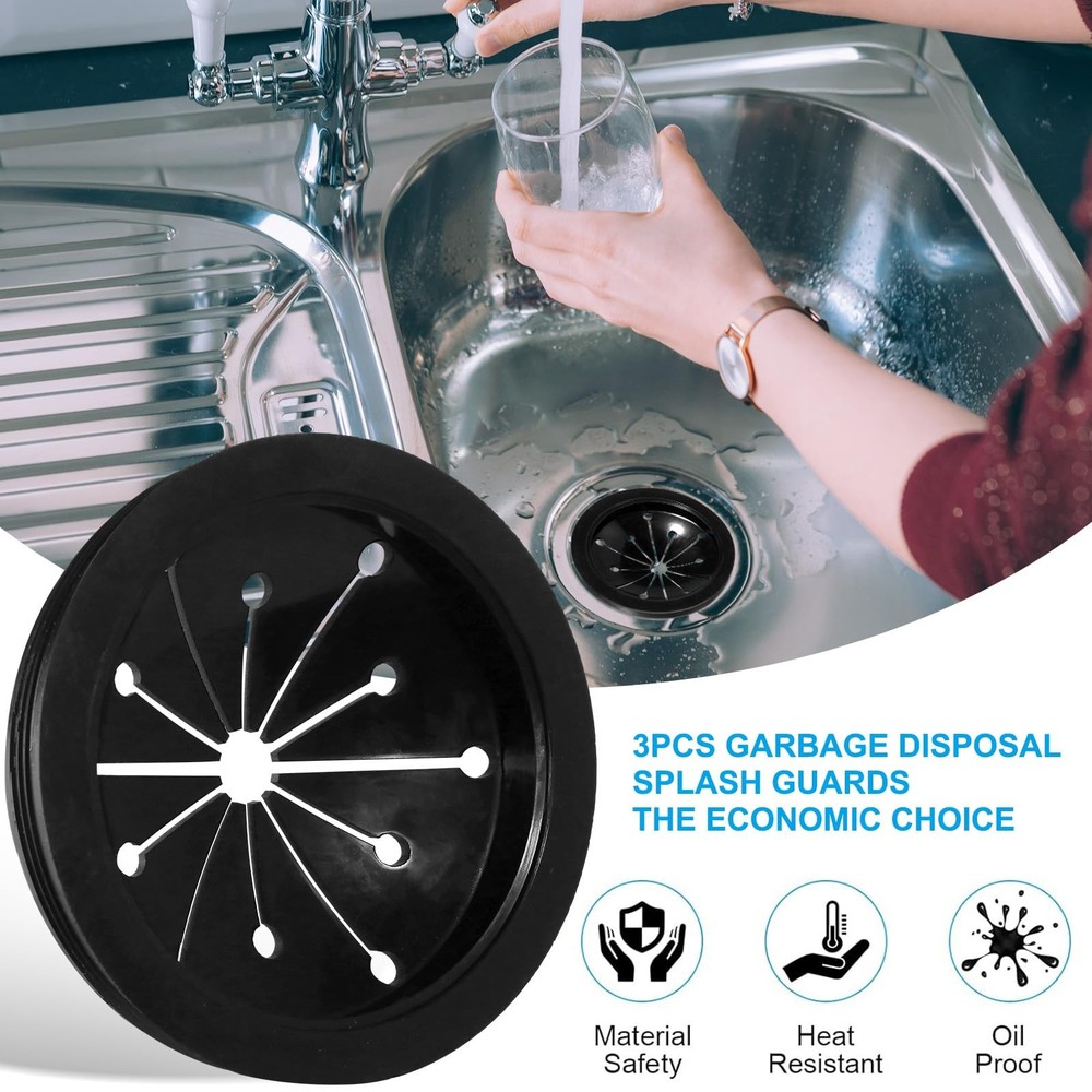 AxiyanX Kitchen Garbage Disposal Rubber Drain Insert,3pcs Black