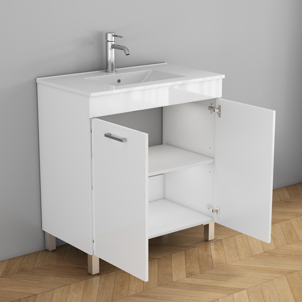 32-Inch Floor-Mounted Bathroom Vanity with Sink Combo,Double Doors With Soft C