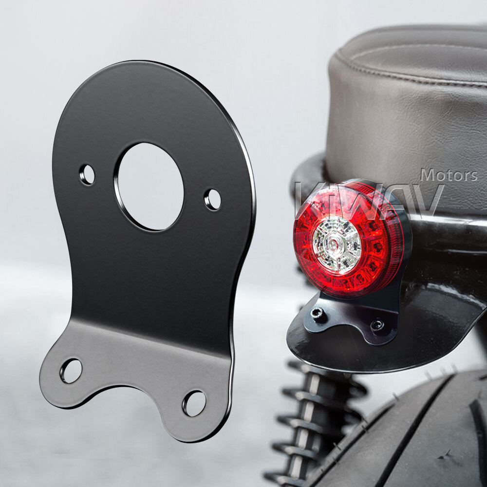 Stop Light Bracket for Round LED Tail Light Black with 2 Hex Nuts Pre-cut Plate