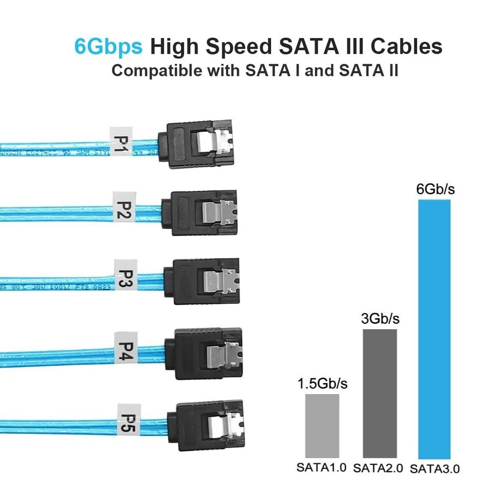 SATA-III Cable0.5M5 Pack SATA 6Gbps Cables Thin SATA CableStraight SA...
