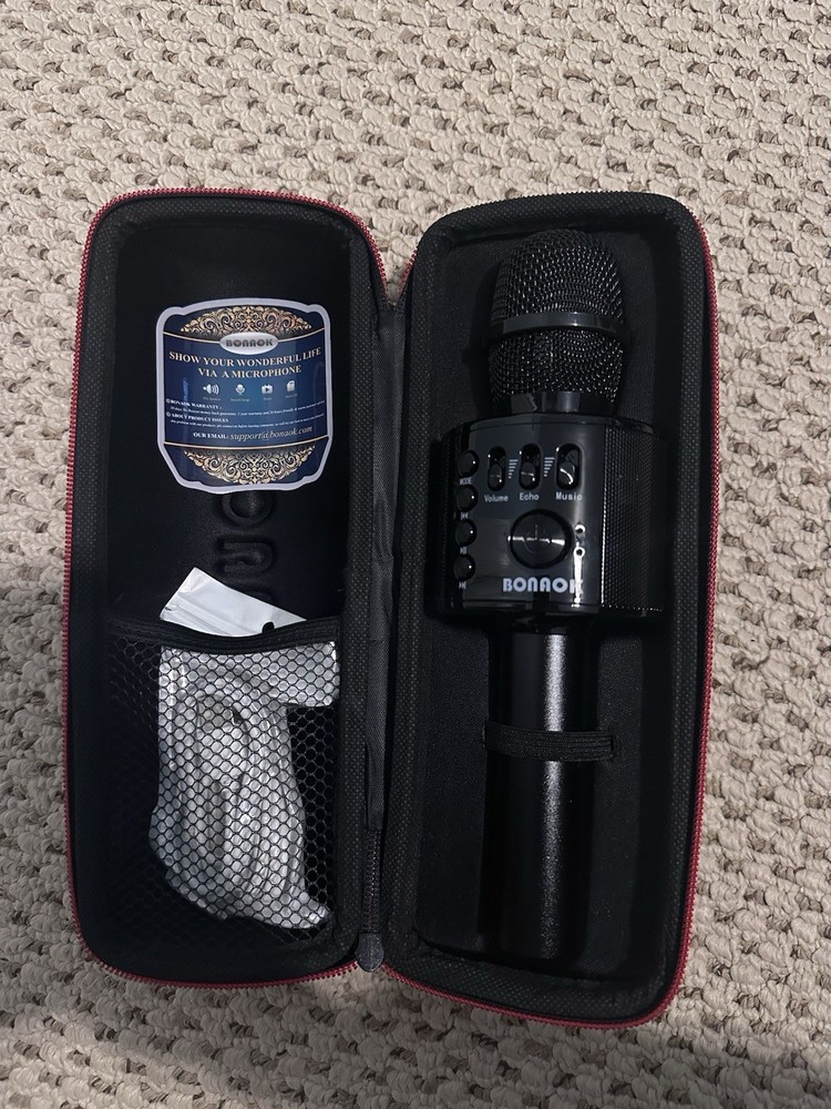 BONAOK Wireless Bluetooth Karaoke Microphone Black