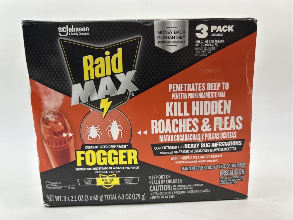 Raid Max Concentrated Indoor Bug Killer Fogger - 2.1oz/3cans