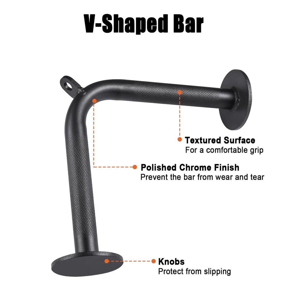 Workout Cable Machine Attachment Set LAT Pulldown Tricep Rope VBar Handle