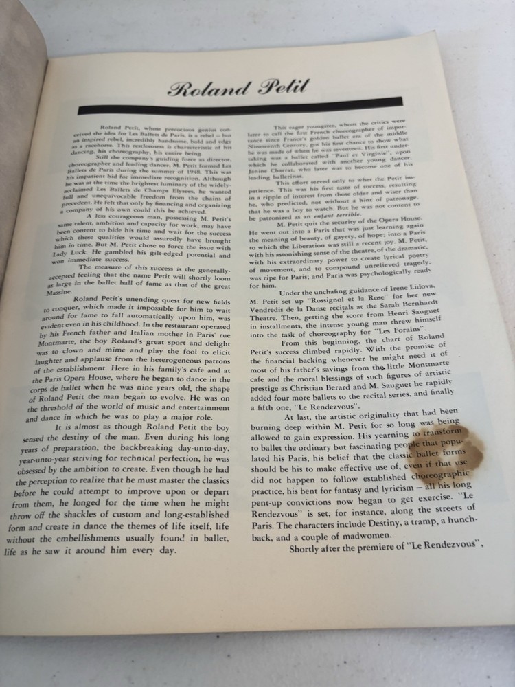 ROLAND PETIT'S LES BALLETS DE PARIS PROGRAM Vtg
