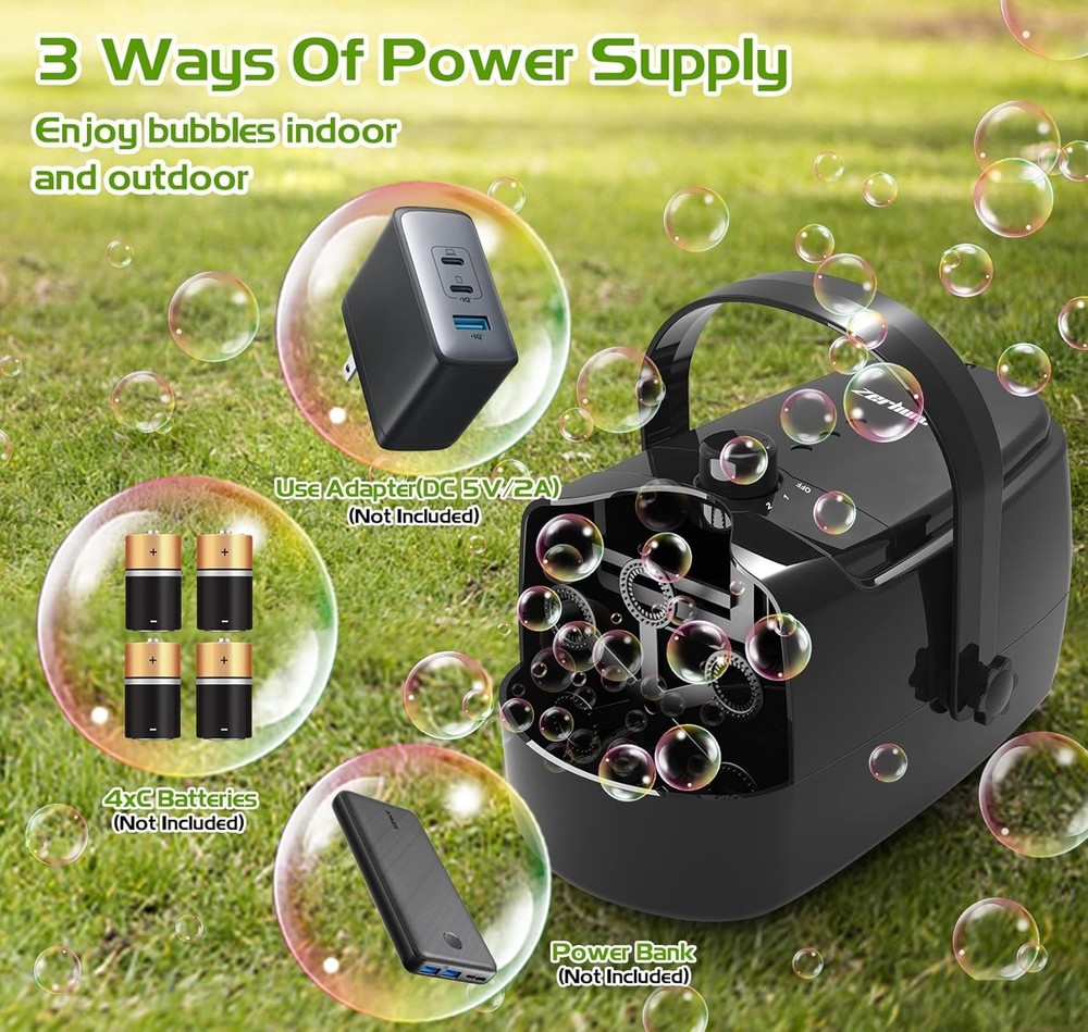 Bubble Machine Durable Automatic Bubble Blower, 18000+ Big Bubbles Per Minute