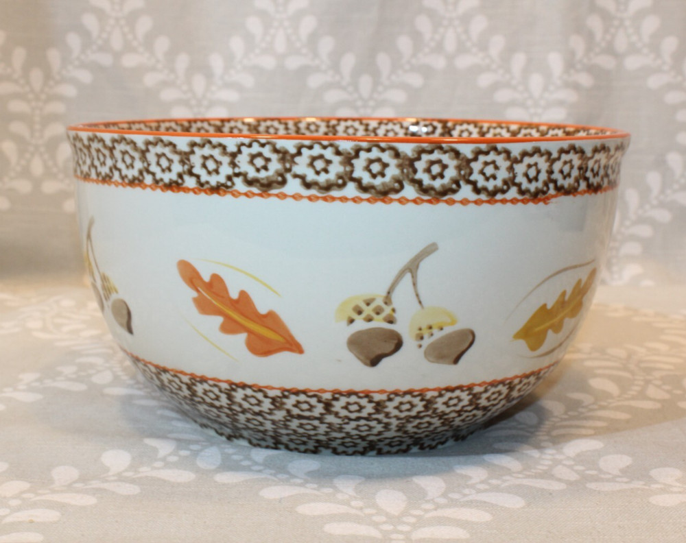 5 PC Temptations Old World Stacking Nesting Mixing Bowl Set - Fall/Autumn Acorns