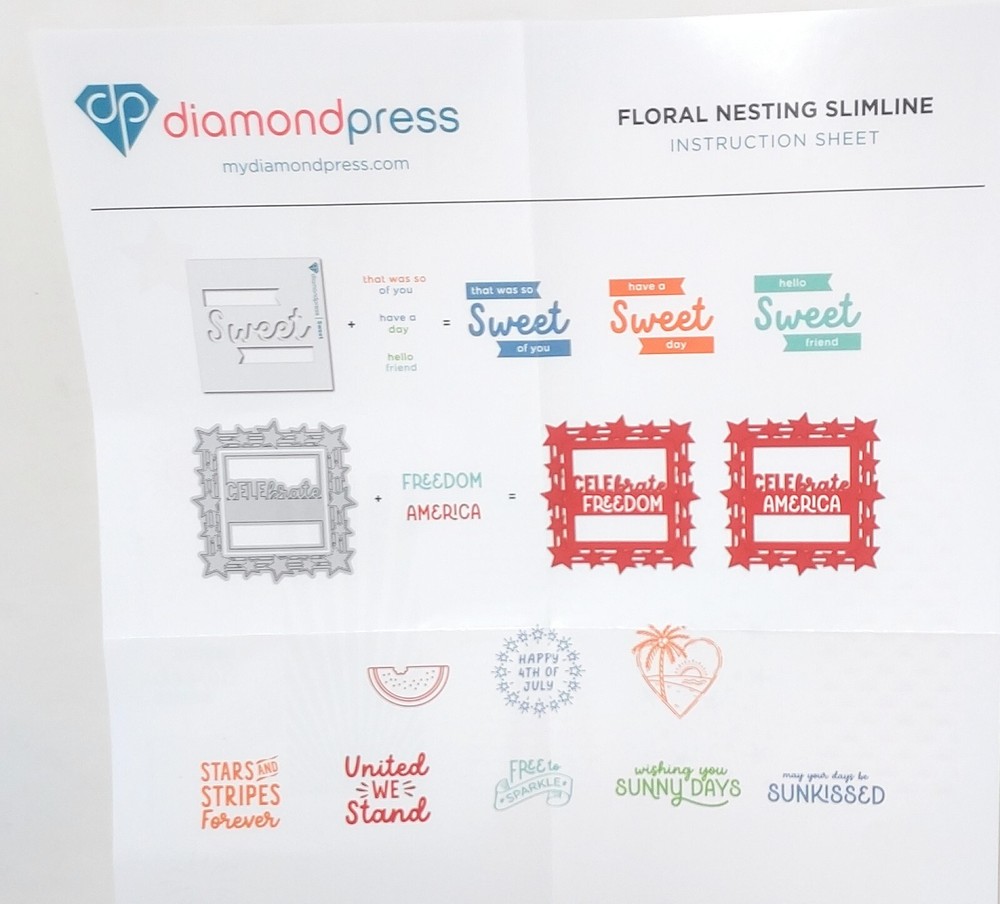 Diamond Press Summer Nesting Frames Slimline 833255 Cardmaking Flag Banner Hibsc