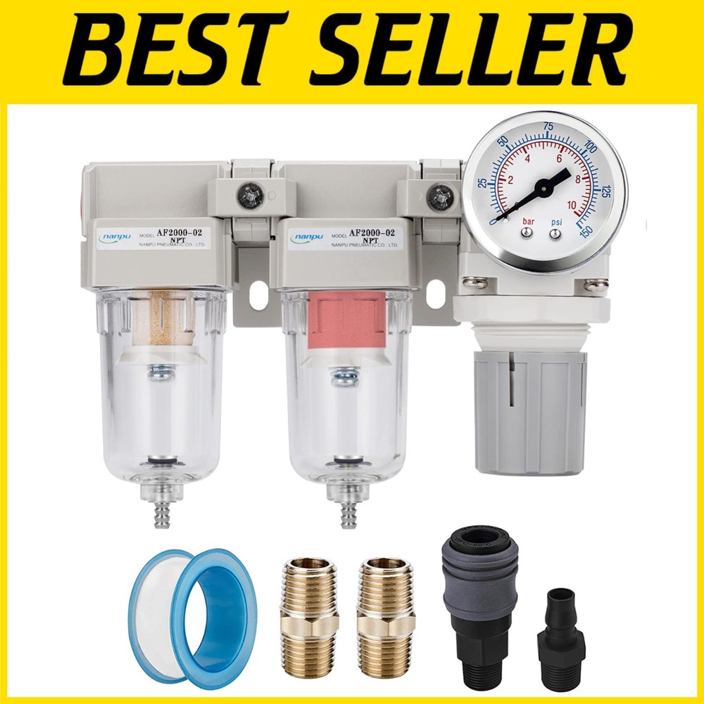 Coalescing Filter Regulator Set - 1/4" NPT, Semi-Auto Drain