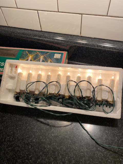 2 Boxes ~ Vintage Christmas Tree Lights Candle Clip On 10 Light String