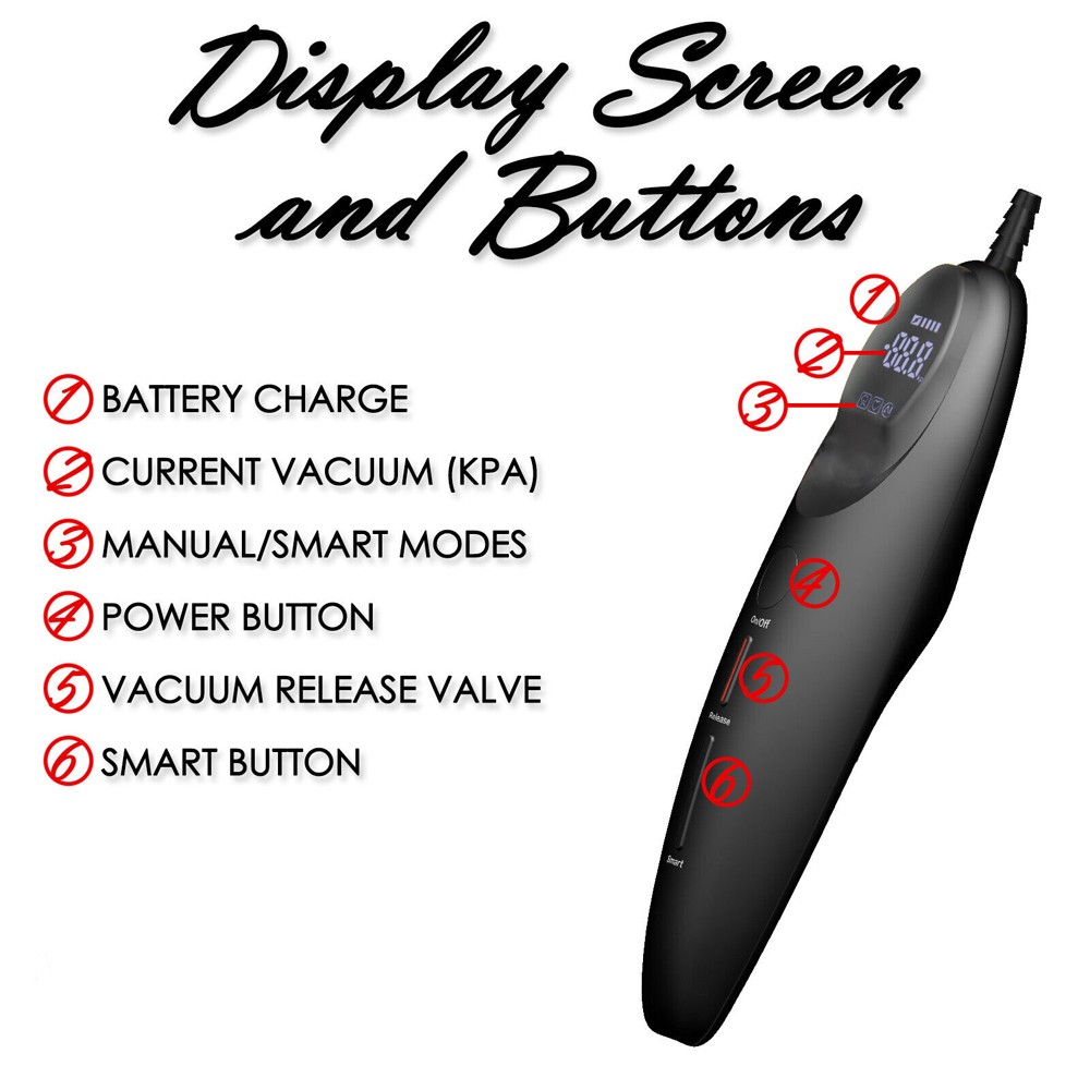 Magna LCD Smart Penis Vacuum Pump Handle | Ergonomic Programmable Rechargeable