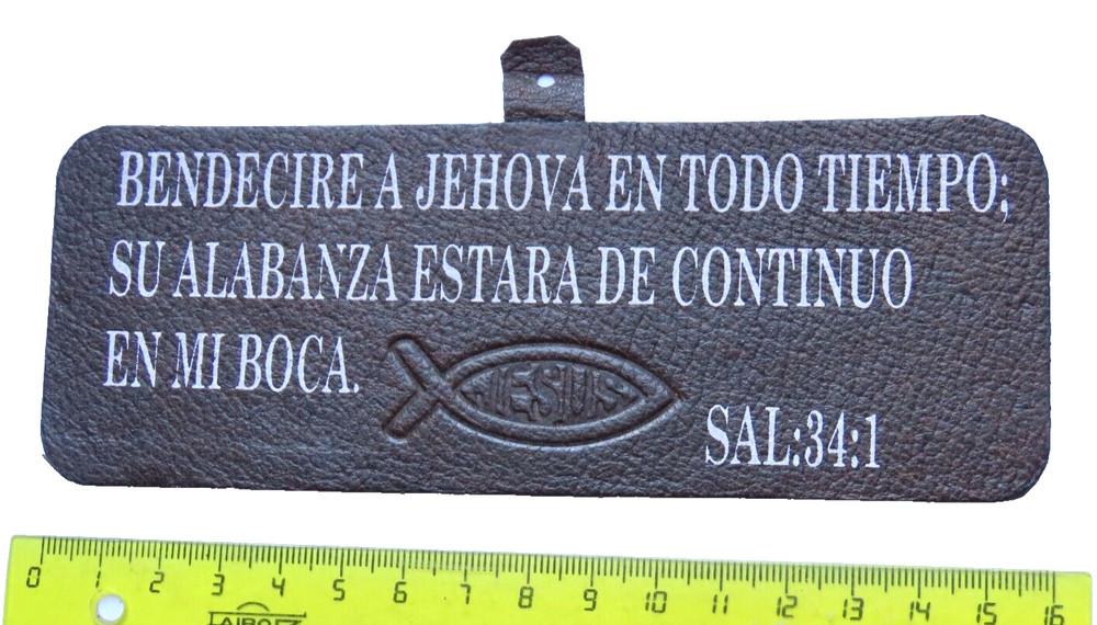 Bible verse leather car or wall hanging