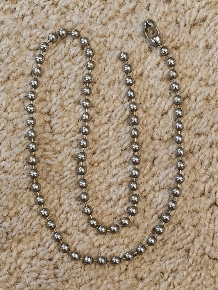 18" Vintage Bathtub Plug & Drain Chrome Bead Pull Chain 5/32" Wide