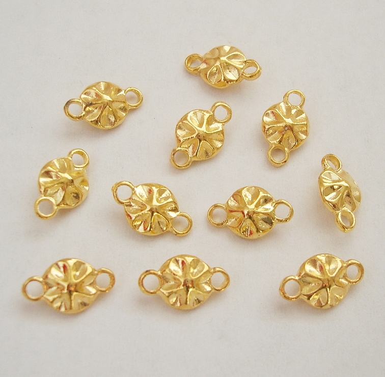 20pcs-Pendant Round Link Connector Gold Charm Double Sided.