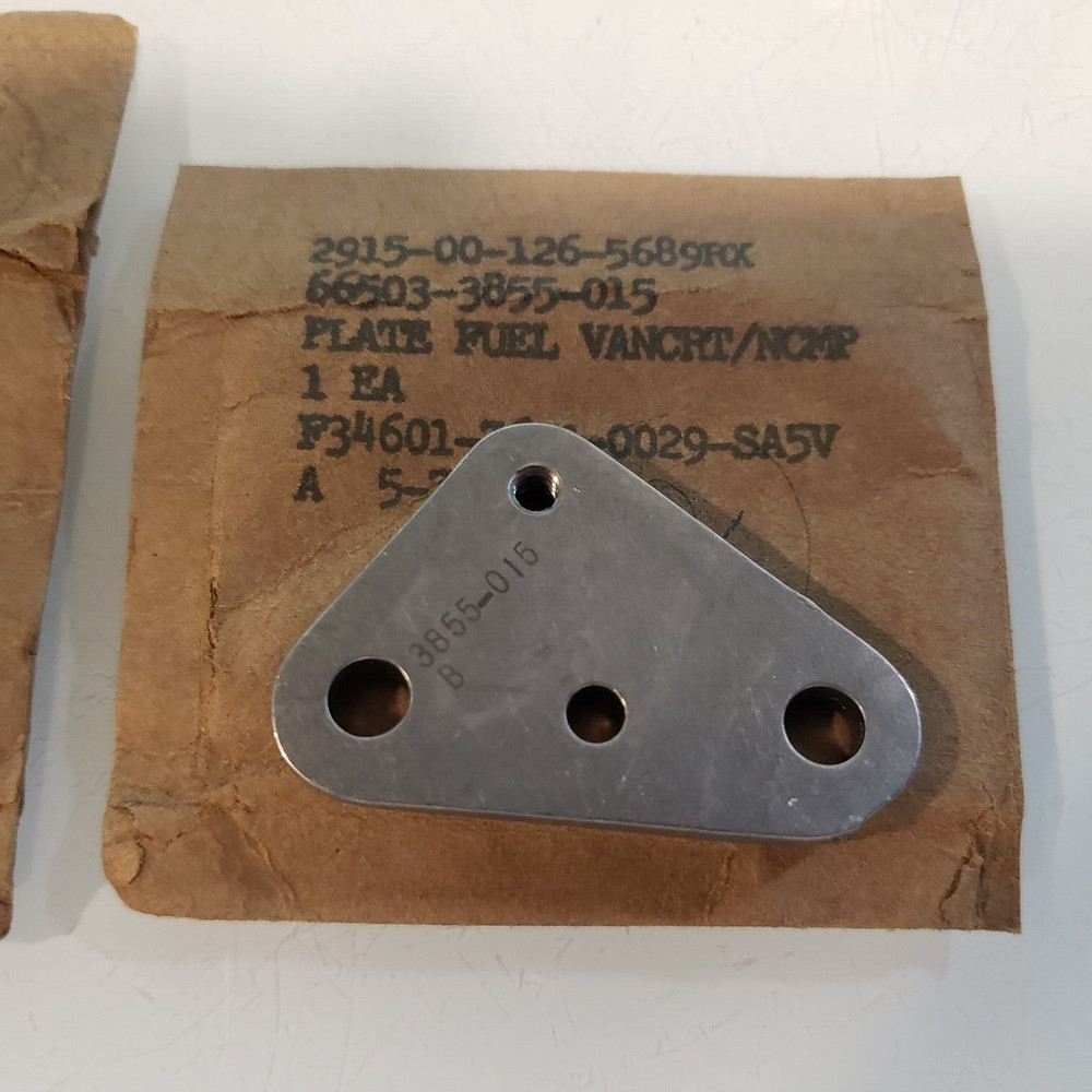 (2) WOODWARD FUEL VALVE PLATE 3855-015 2915-00-126-5689 J85 ENGINE