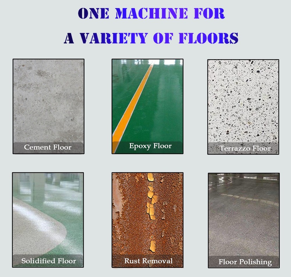 220V 5-Head Concrete Floor Grinder 14.9" Grind Width for Surface Preparation