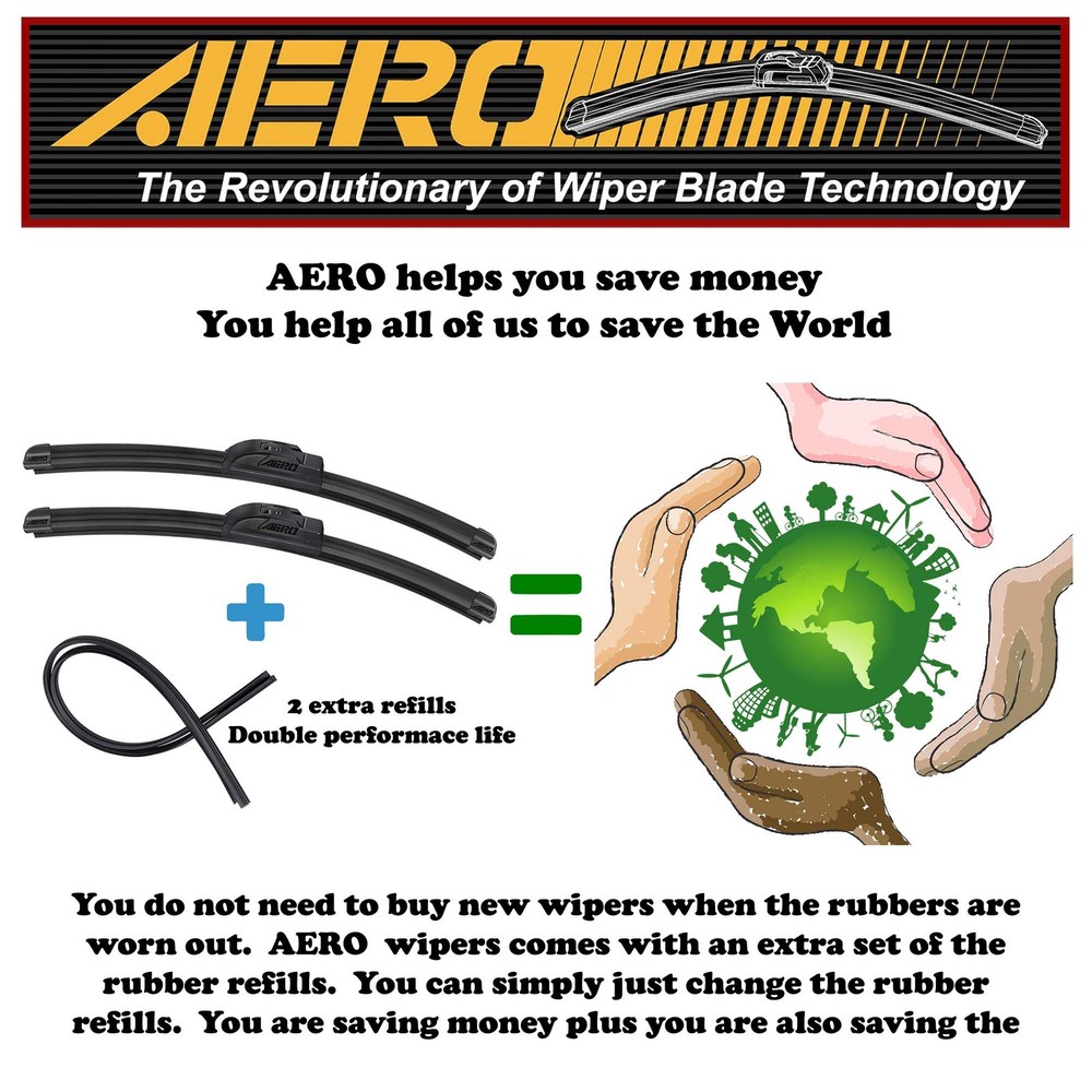 AERO Voyager 26" + 24" Windshield Wipers, 26"+24" (Pair for Front Windshield)